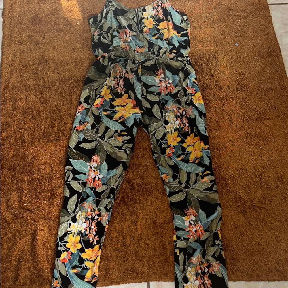 Tropical Floral Jumpsuit in Black